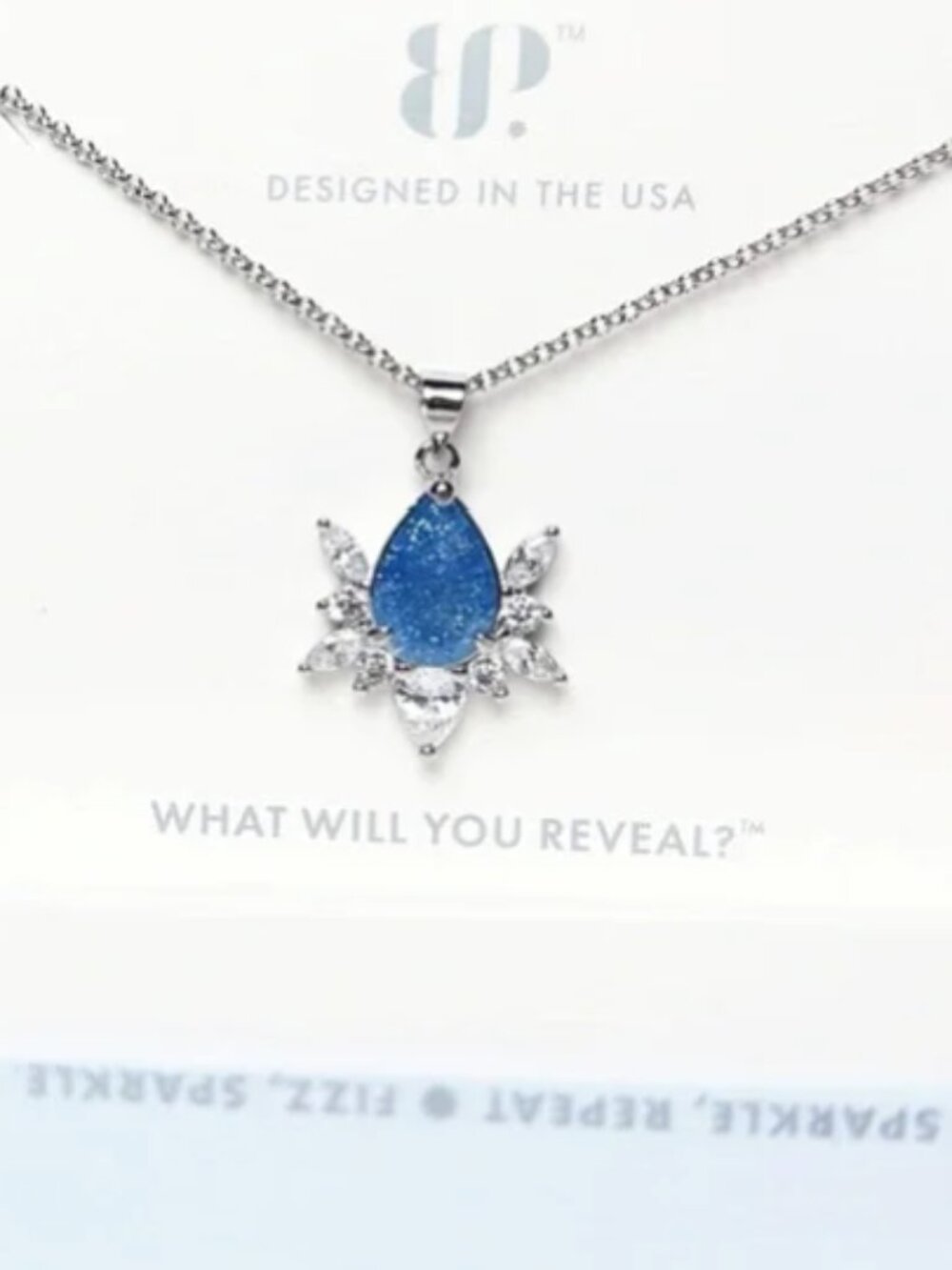 Bomb Party The Spider Necklace Aqua Blue Stone NIB